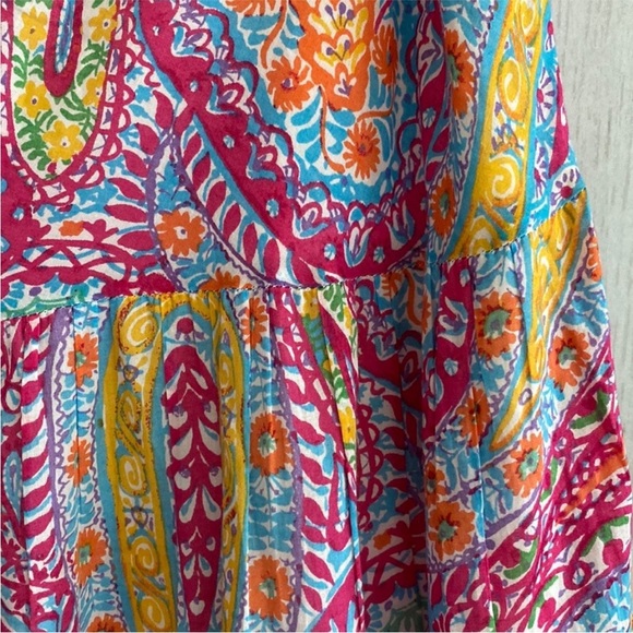 Lauren Ralph Lauren Red/Blue/Mulit-color Paisley Tiered Cotton Maxi Skirt. MED. - Picture 7 of 11